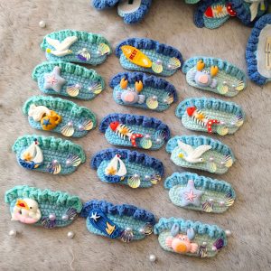 宁宁手工纯手工钩织针织发夹毛线针织发夹海洋系贴片发夹海洋